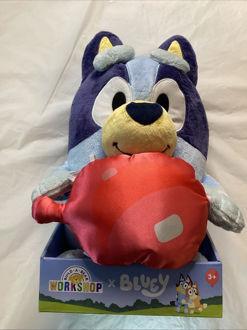 Build-A-Bear Bluey Plush in Blue and Yellow with Red Accessory